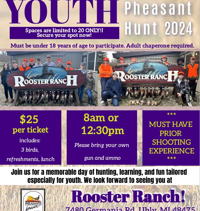 Youth Pheasant Hunt – Nov 2nd, 2024