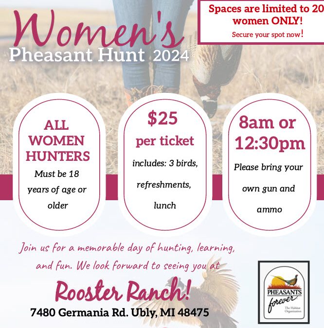 Women’s Pheasant Hunt – Sept 29, 2024